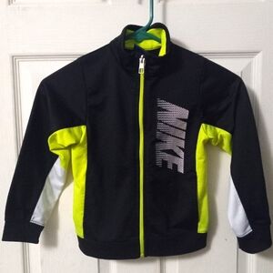 Nike Full Zip Black/Volt Green Sweatshirt Kids Sz 5